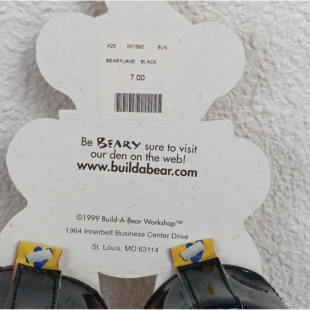 1999 Build-A-Bear BearyJane Black Shoes Tags Attached Heart Buckle Cutouts